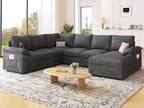 108 Inch Modular Sectional Sleeper Sofa CharcoalGrey - VELORA