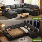108 Inch Modular Sectional Sleeper Sofa CharcoalGrey - VELORA