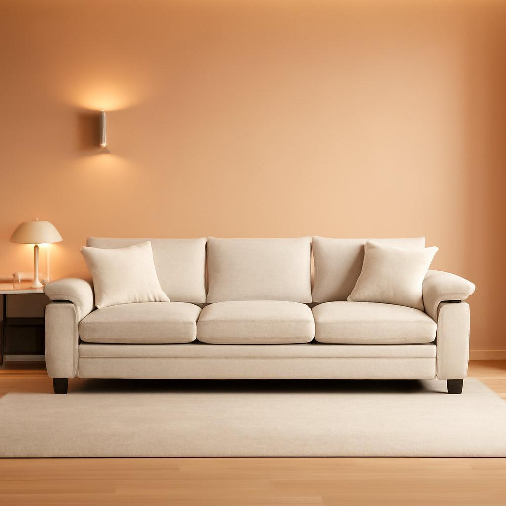 124 Inch Chenille Beige Modular Sectional Sofa With Throw Pillows - VELORA