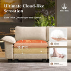 124 Inch Chenille Beige Modular Sectional Sofa With Throw Pillows - VELORA