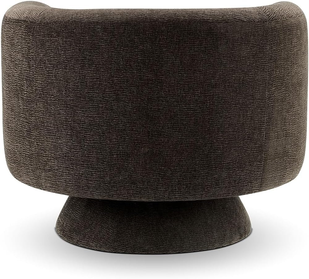 360 Degree Swivel Chair Espresso Velvet Upholstery - VELORA