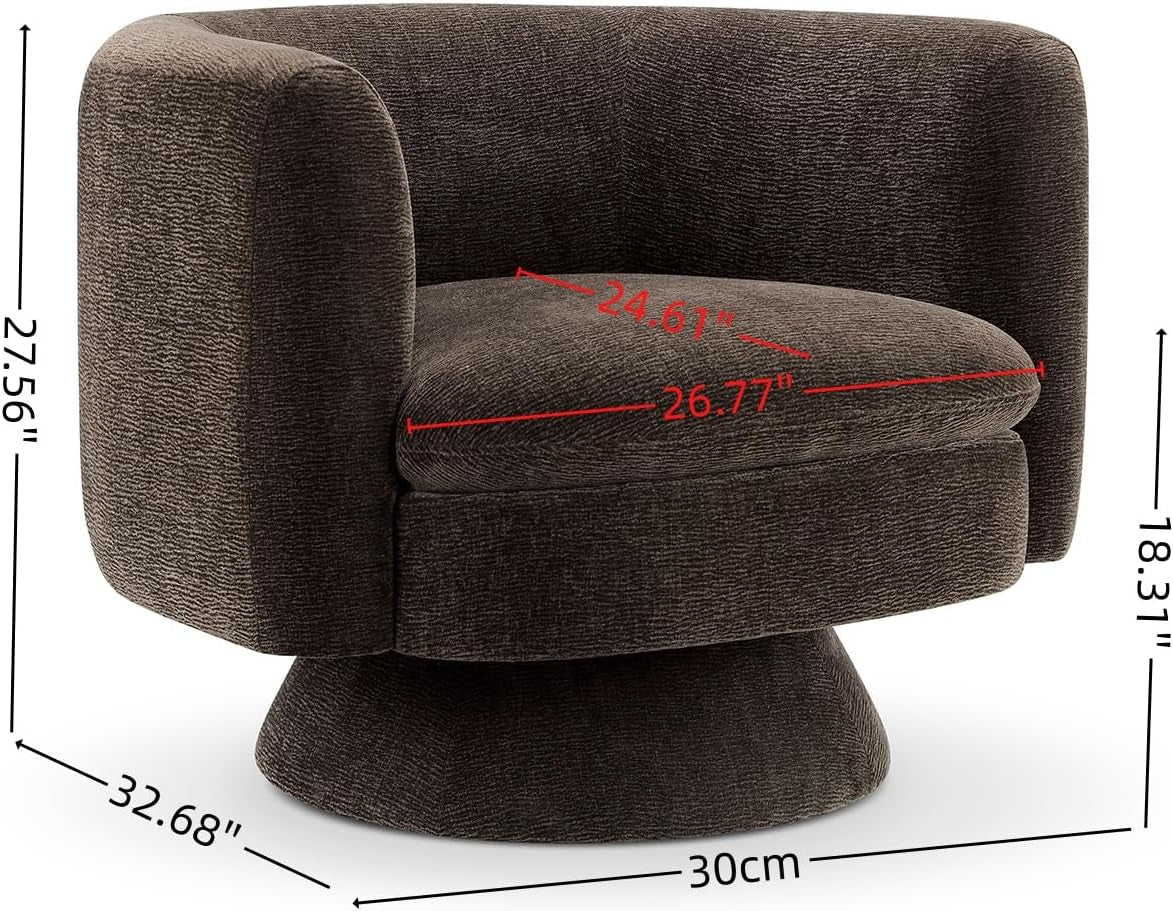 360 Degree Swivel Chair Espresso Velvet Upholstery - VELORA