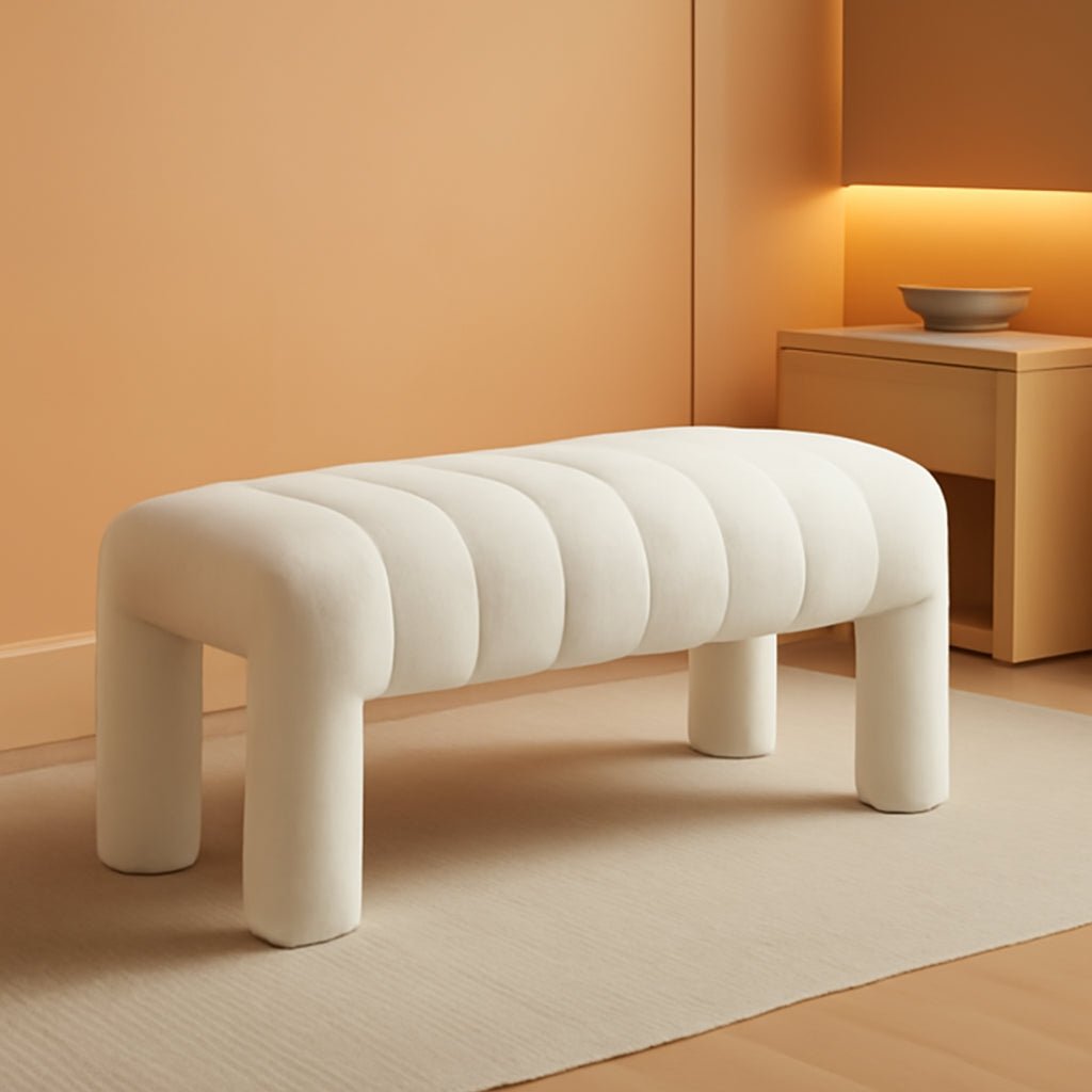 42.5 Inches Boucle Ottoman Bench Footrest Entryway - VELORA