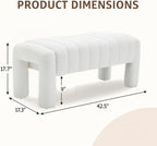 42.5 Inches Boucle Ottoman Bench Footrest Entryway - VELORA