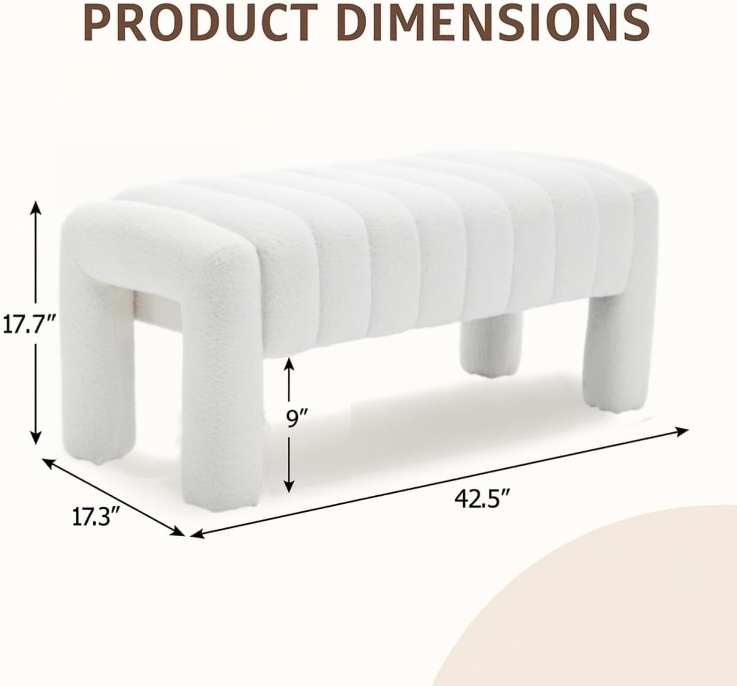 42.5 Inches Boucle Ottoman Bench Footrest Entryway - VELORA