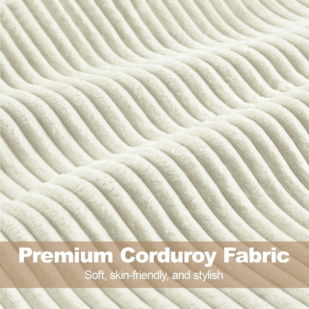 Beige Corduroy Barrel Chair With Pocket Coil Support - VELORA