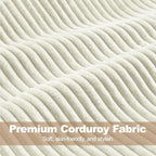 Beige Corduroy Barrel Chair With Pocket Coil Support - VELORA