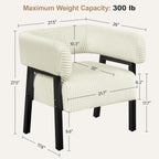 Beige Corduroy Barrel Chair With Pocket Coil Support - VELORA