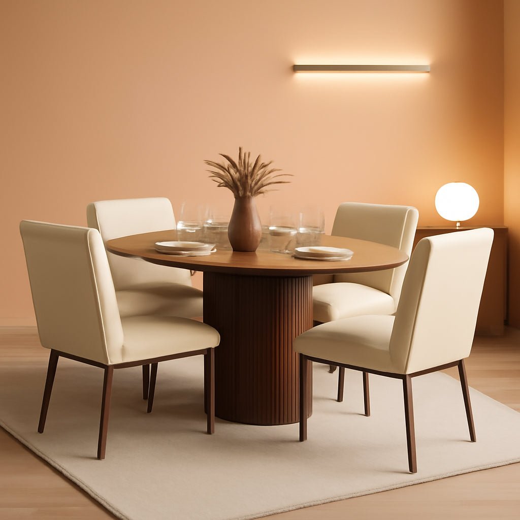 Beige Dining Chairs Set Of 4 With Metal Legs For Dining Room - VELORA