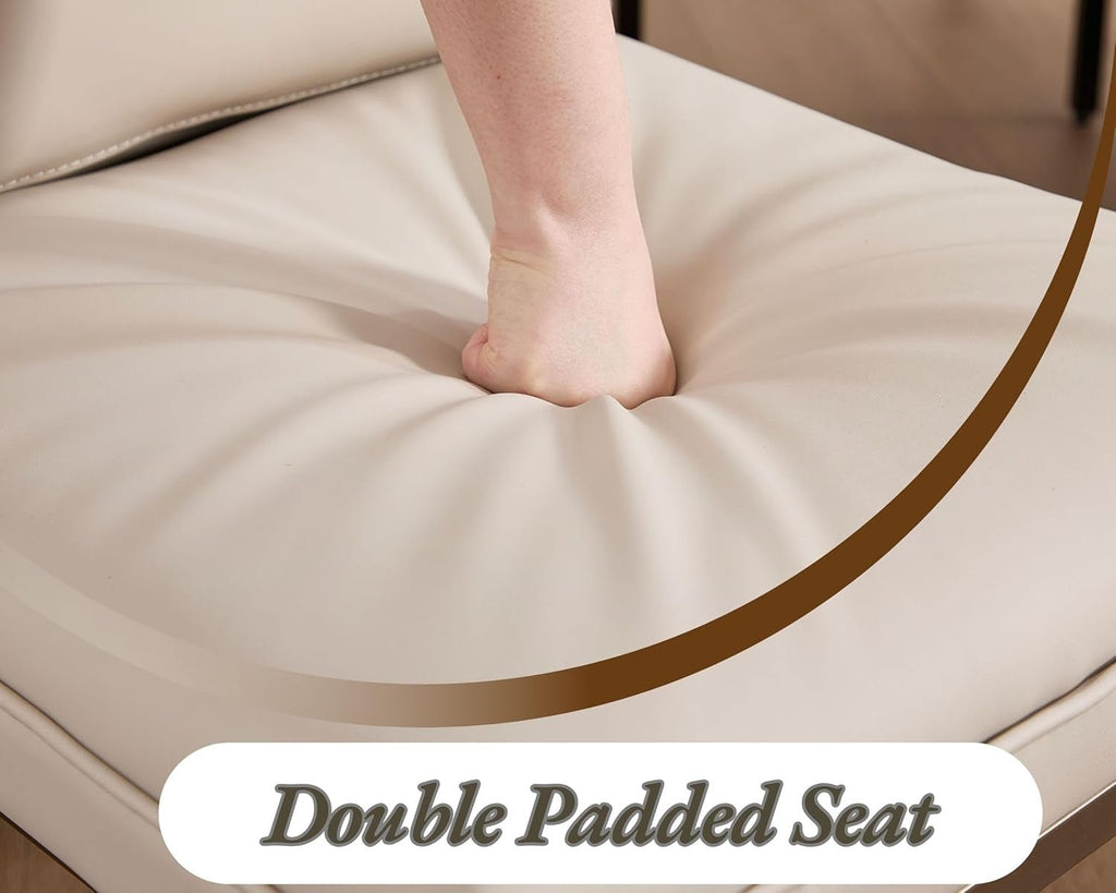 Beige Dining Chairs Set Of 4 With Metal Legs For Dining Room - VELORA