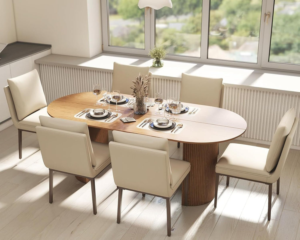 Beige Dining Chairs Set Of 4 With Metal Legs For Dining Room - VELORA