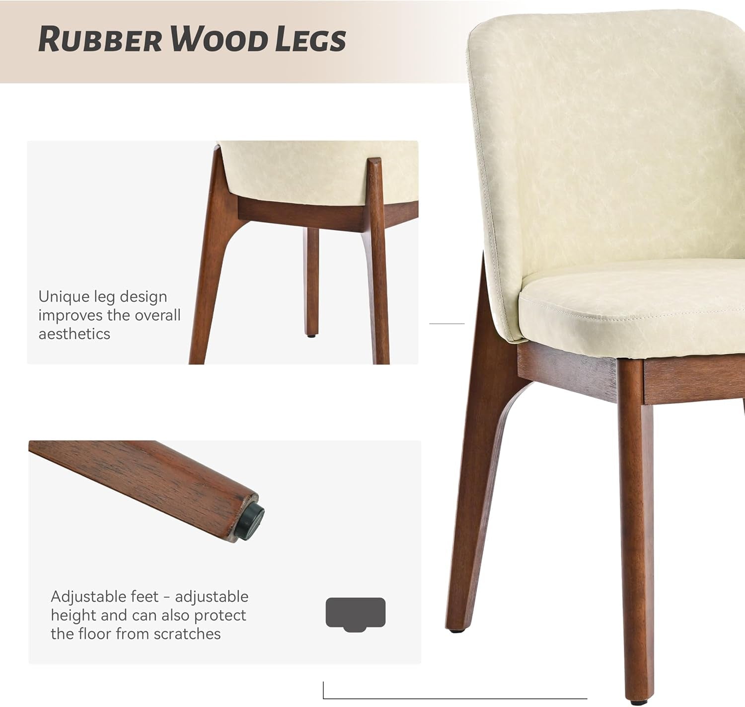 Beige Upholstered Dining Chairs With SolidWood Legs - VELORA