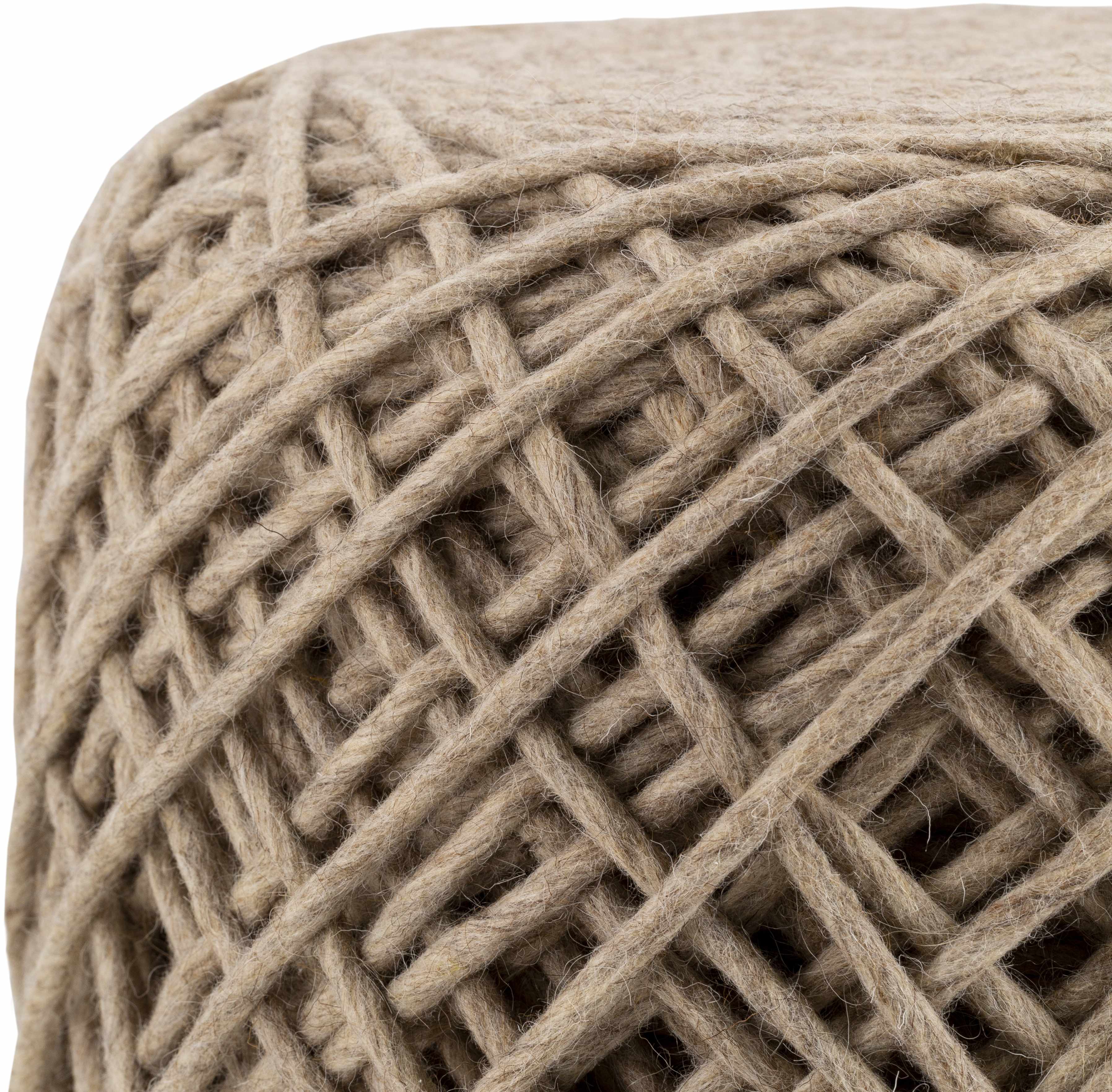 Bellingen Gray Handwoven Textured Pouf - VELORA