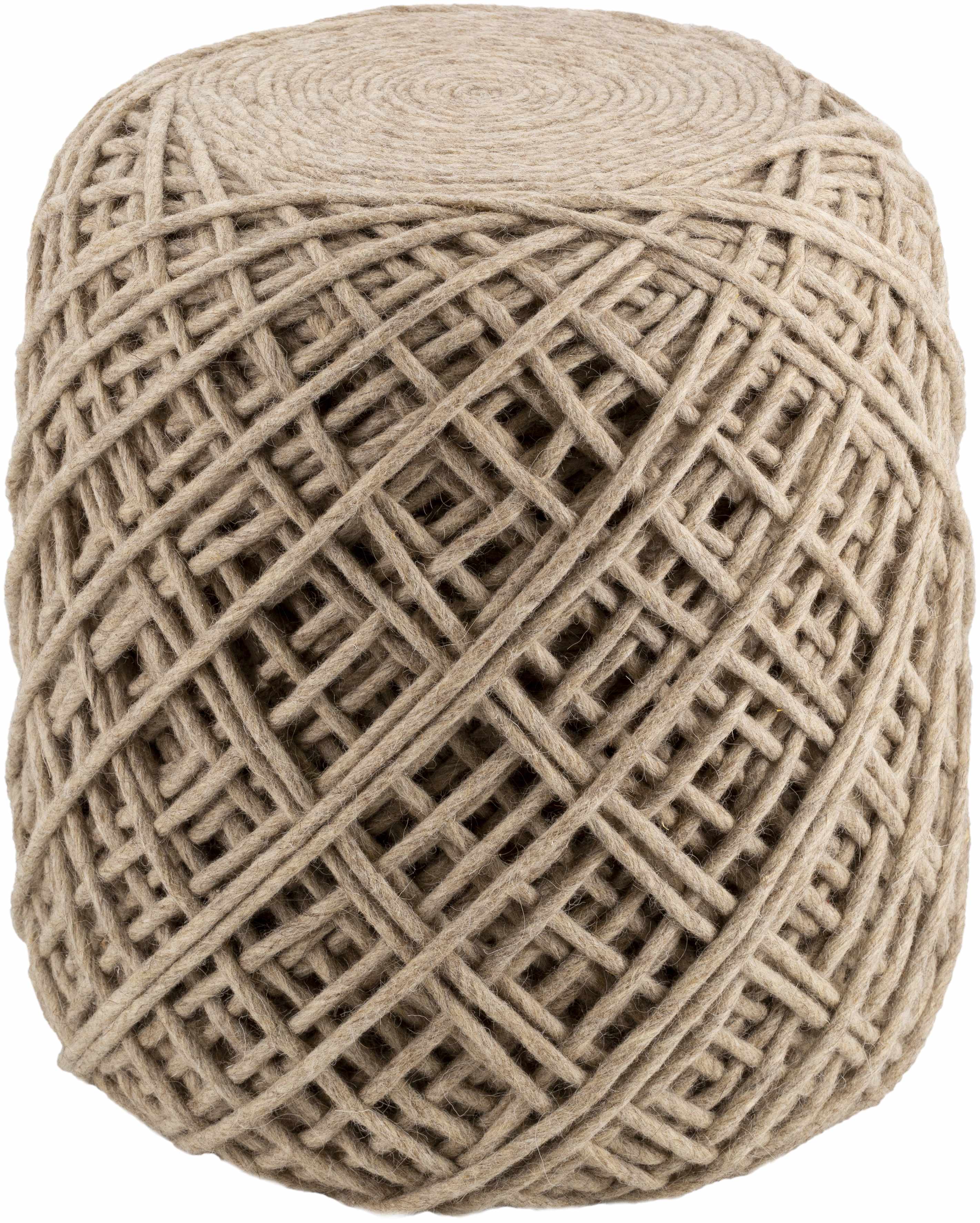 Bellingen Gray Handwoven Textured Pouf - VELORA