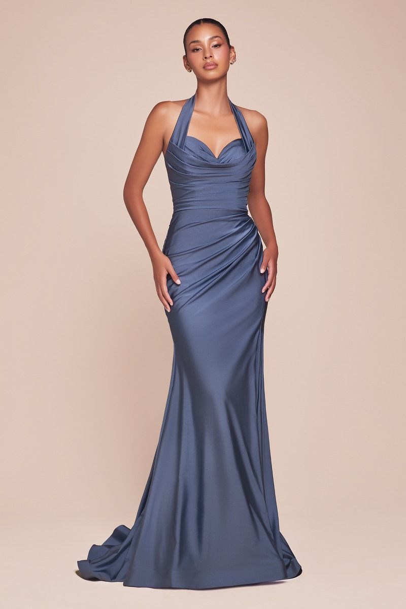 Stetch Satin Halter Fitted Dress 2