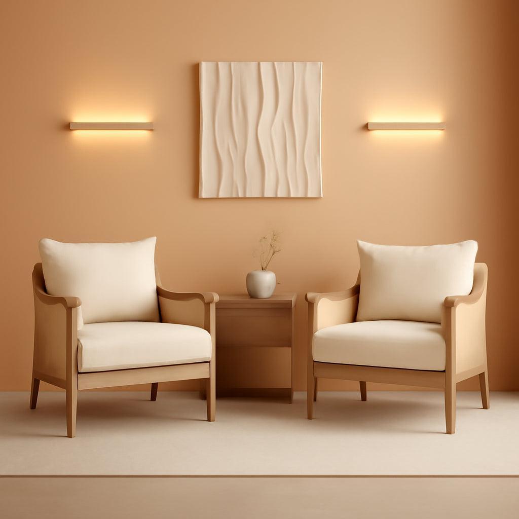 Cream Braided Accent Chairs Set Of 2 For Living Room - VELORA