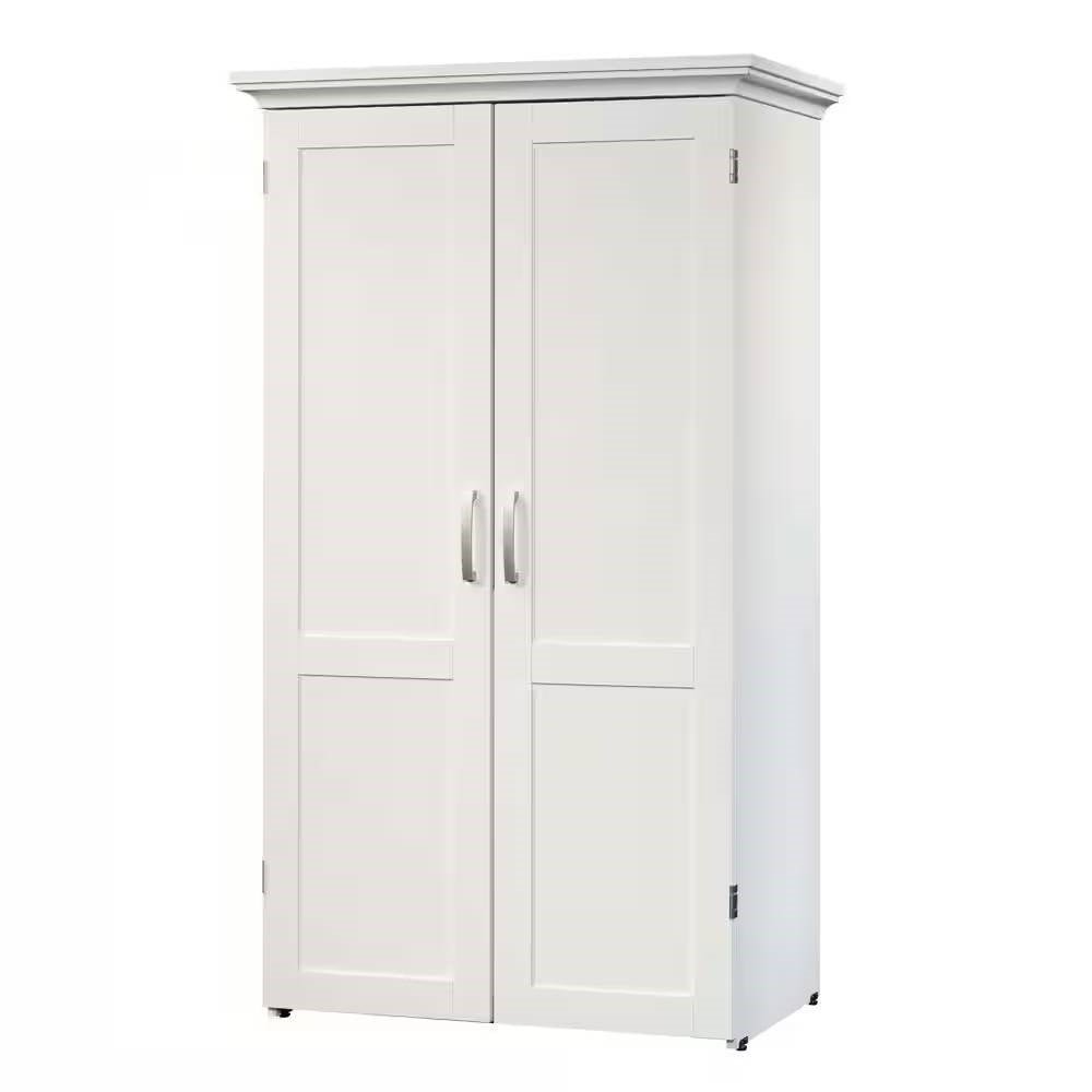 Drop Leaf Computer Desk Craft Table Armoire in White Wood Finish - Made in USA - VELORA