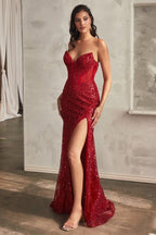 Embellished Strapless Gown - VELORA