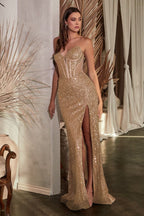 Embellished Strapless Gown - VELORA