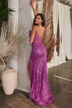 Embellished Strapless Gown - VELORA