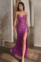 Embellished Strapless Gown - VELORA